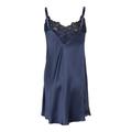Lady Avenue Pure Silk nightdress with lace Indigo