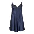 Lady Avenue Pure Silk nightdress with lace Indigo