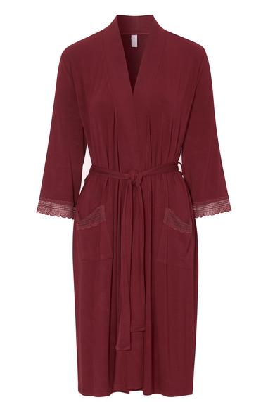 Damella dressing gown with lace Bordeaux