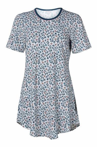 Lady Avenue nattlinne i bambu med korta &auml;rmar Petrol Flower