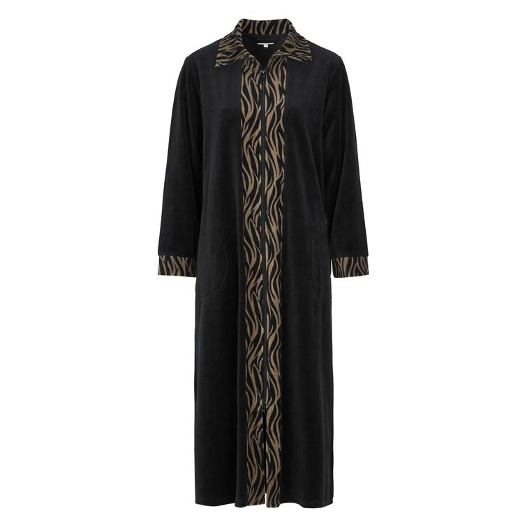 Damella morgonrock i velour Zebra