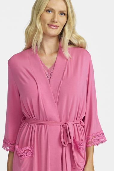 Damella dressing gown with lace Rasberry