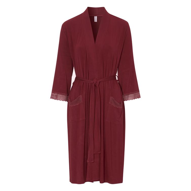 Damella dressing gown with lace Bordeaux