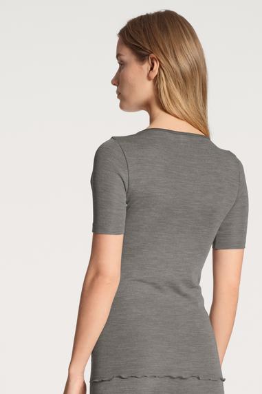 Calida True Confidence t-shirt i ullsilke Platin Melé