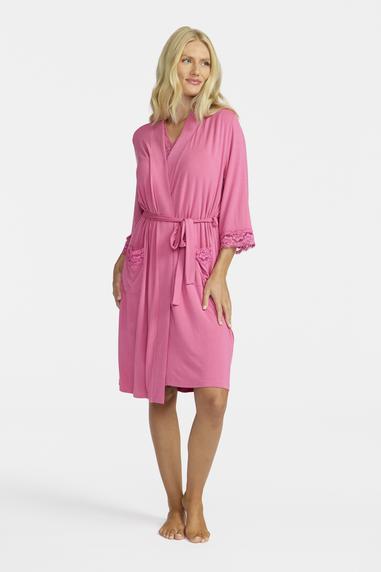 Damella dressing gown with lace Rasberry