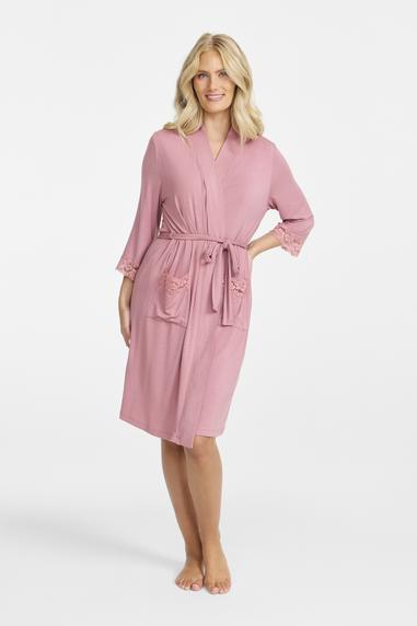 Damella dressing gown with lace Rosewood