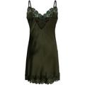 Lady Avenue Pure Silk nightdress with lace Deep Forest