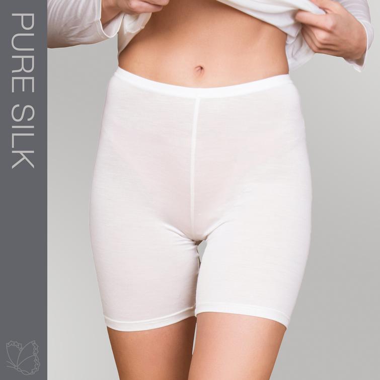 Lady Avenue Pure Silk удлиненные шорты Естественно-белый