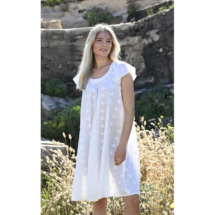 Ringella puuvillavoilee yöpaita Valkoinen