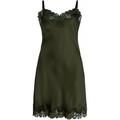 Lady Avenue Pure Silk nightdress with lace Deep Forest