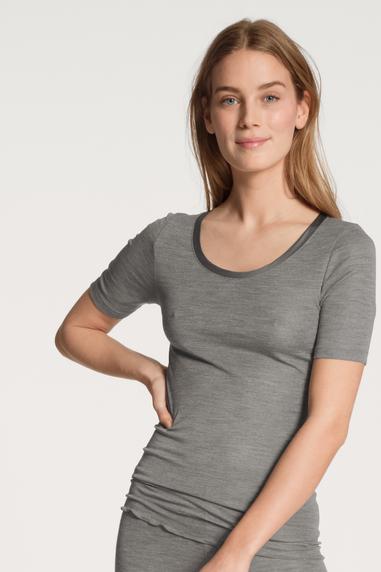Calida True Confidence t-shirt i ullsilke Platin Melé