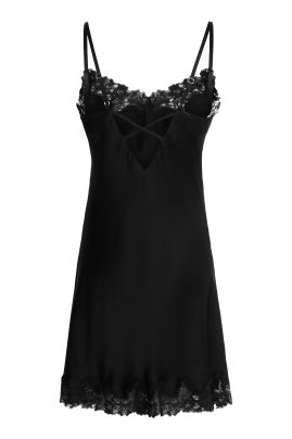 Pure Silk nightdress with lace Black