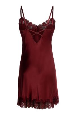 Pure Silk nightdress with lace Rhodondendron