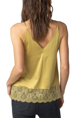 Colette top with lace Olive Sand