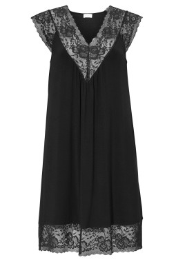 Damella nightdress with lace Black