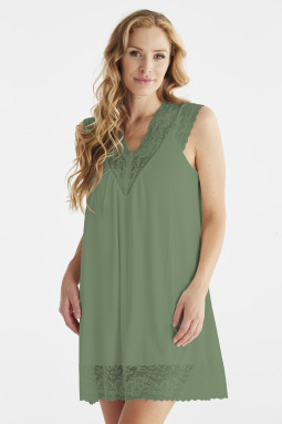 Damella nightdress with lace Green