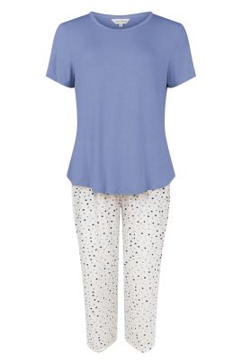 Lady Avenue capri pyjama Dot Blue