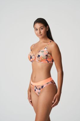 MELANESIA bikini brief with folded waist Coral flower